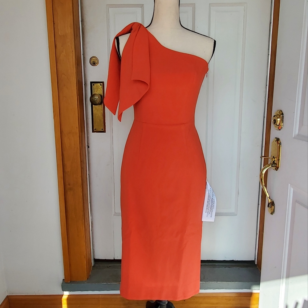NWT Dress the Population "Tiffany" One Shoulder Bow Sleeveless Dress, Small
